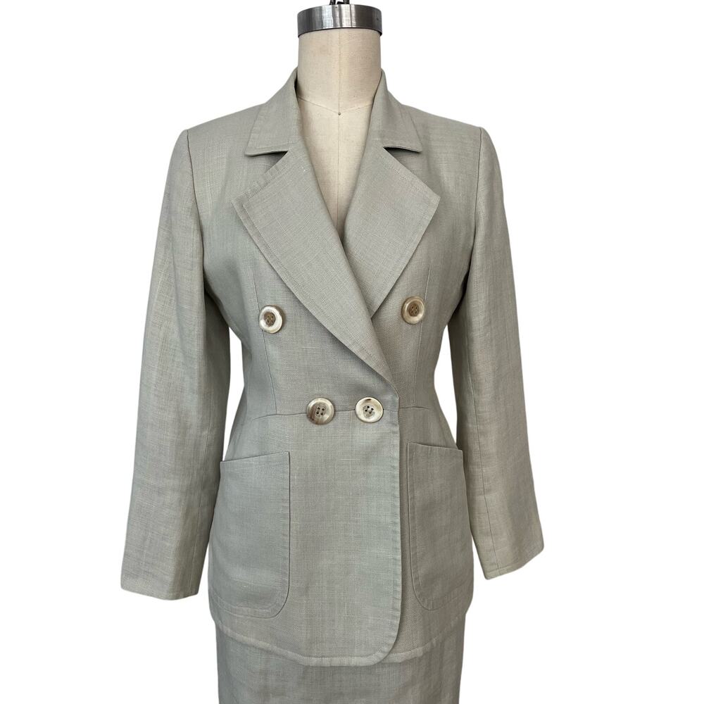 YSL Suit 36 US 4 Yves Saint Laurent Rive Gauche Vintage Blazer Skirt Linen Suit
